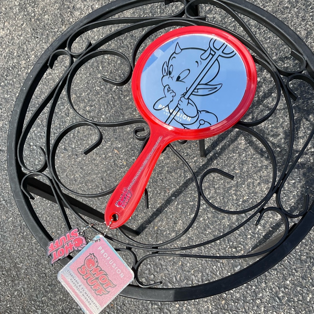Red Profusion Hand Mirror featuring Casper and Hot Stuff. Double sided